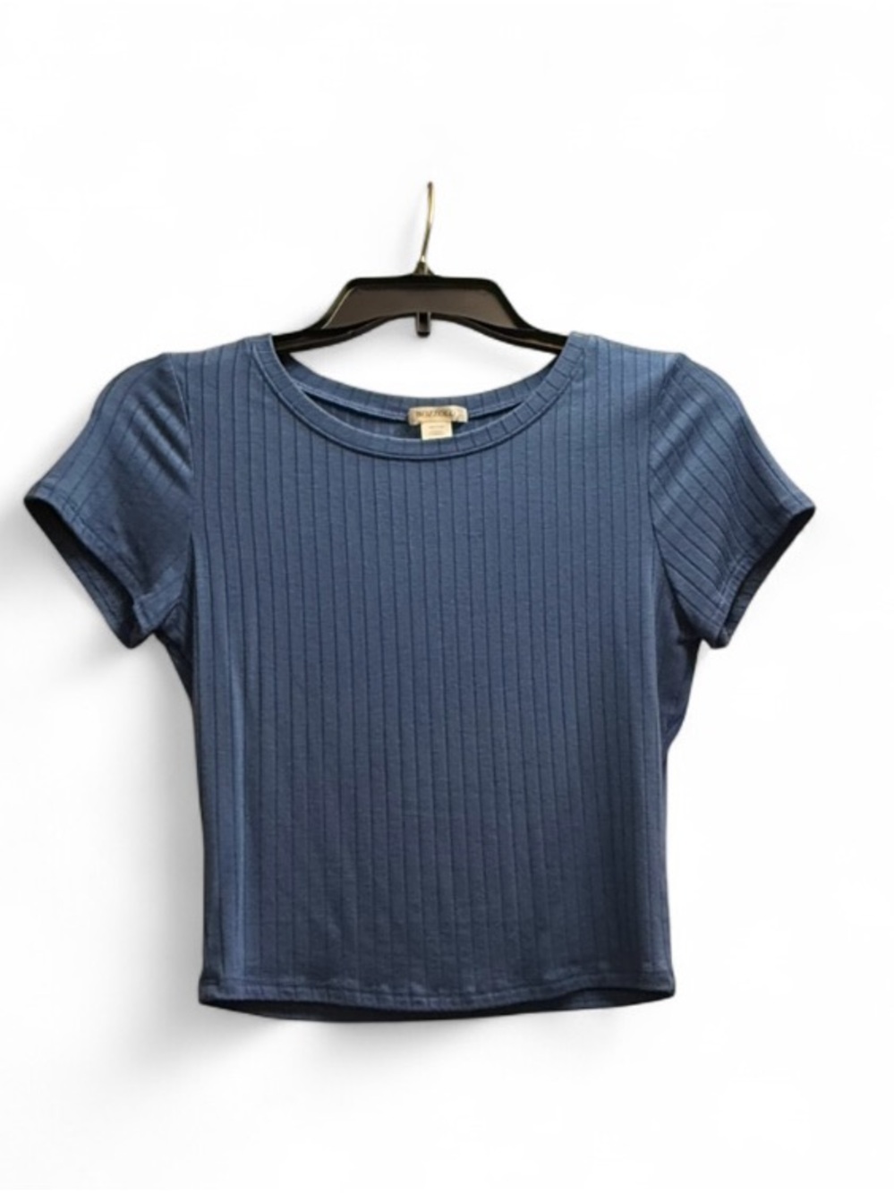 Blue Ribbed Short Sleeve Tee
